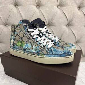 Gucci Bloom Blue Hi-top floral sneaker shoes women’s US 9 - UK 6